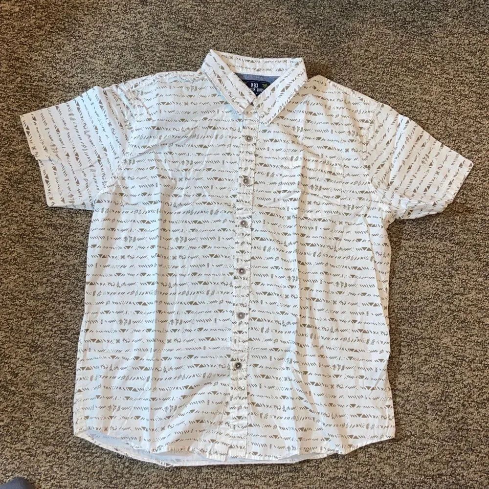 MBX PREMIUM COOOS Beige Patterned Casual Shirt Size L